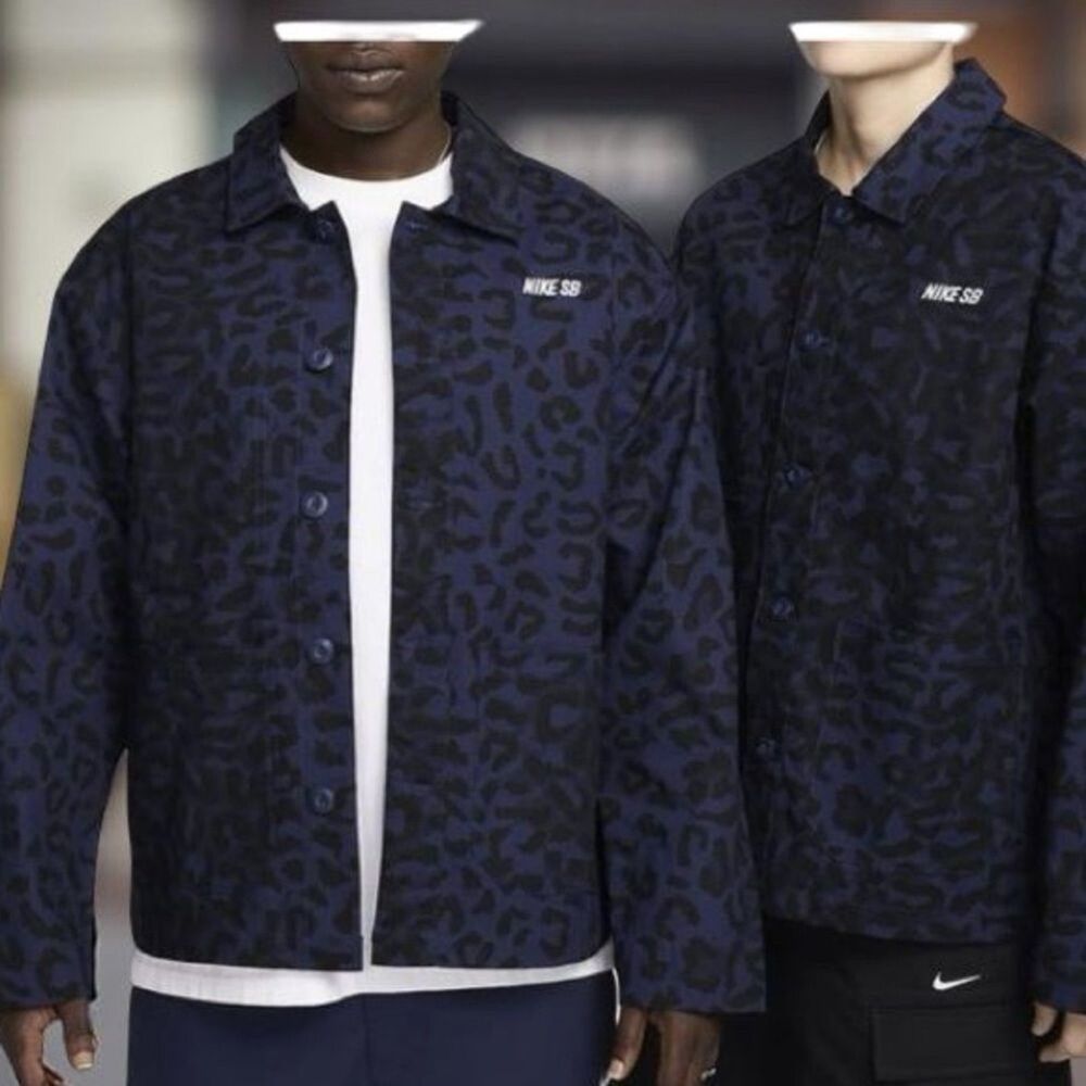 Nike SB Allover Print Skate Chore Coat Men M Navy FN2591-410 NWT